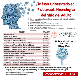 Máster Universitario De Fisioterapia Neurológica Del Niño Y Del Adulto