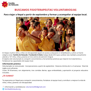 Se Buscan Fisioterapeutas Voluntarios Para Nepal